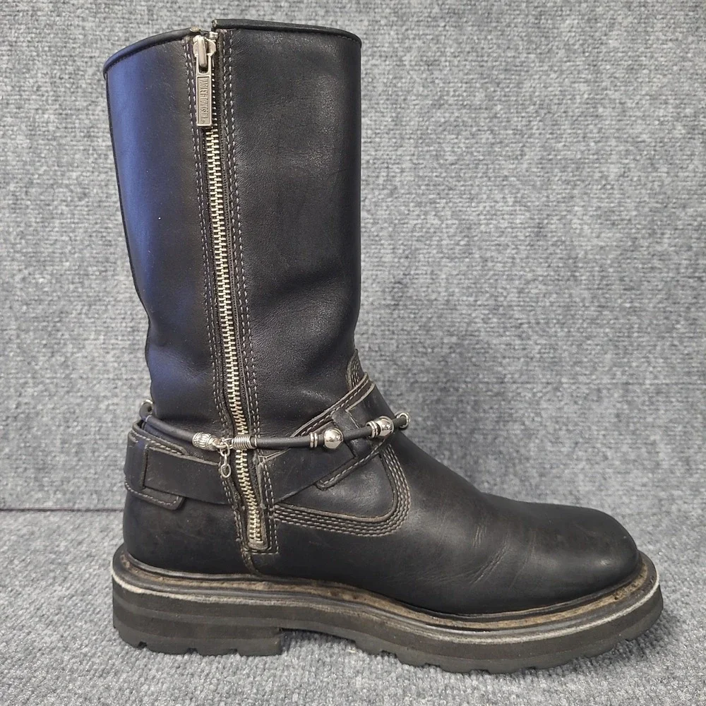 Harley Davidson Stratus 95143 Mens Sz 9.5 Black Harness Biker Boots Motorcycle